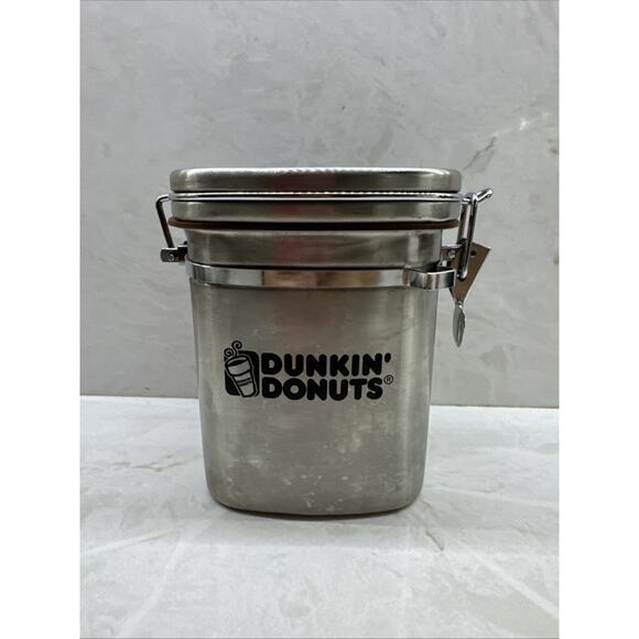 Dunkin Donuts Large Steel Sealing Coffee Canister Kitchen Spice Jar - Picture 1 of 9